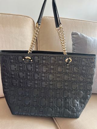 Bolso Tote Carolina Herrera Negro Cuero