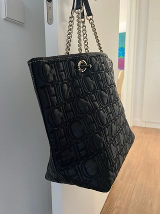 Bolso Tote Carolina Herrera Negro Cuero