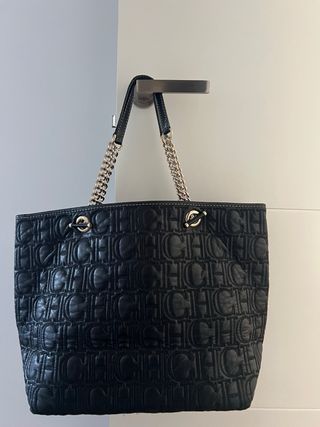 Bolso Tote Carolina Herrera Negro Cuero