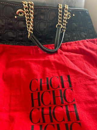 Bolso Tote Carolina Herrera Negro Cuero