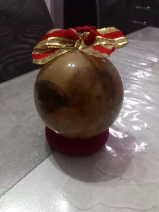 Palla di Natale Decoupage con Fiocco Rosso