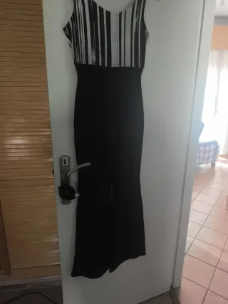 Mono largo estampado rayas blanco y negro