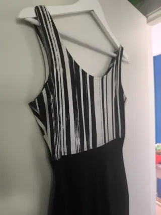 Mono largo estampado rayas blanco y negro