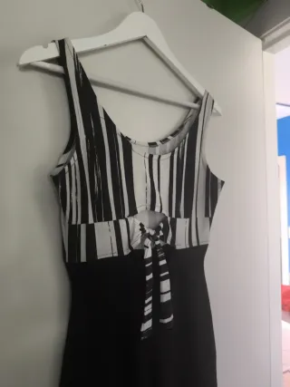 Mono largo estampado rayas blanco y negro