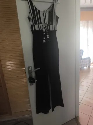 Mono largo estampado rayas blanco y negro