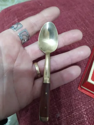 Set 6 Cucchiaini Antichi Legno ottone