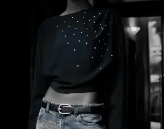 Top Negro Drapeado Talla S