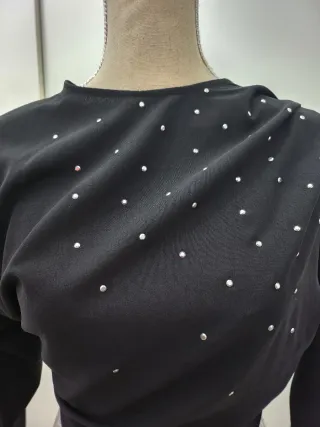 Top Negro Drapeado Talla S