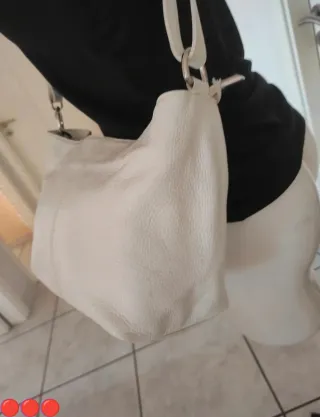 Borsa Artigianale Vera Pelle Bianca