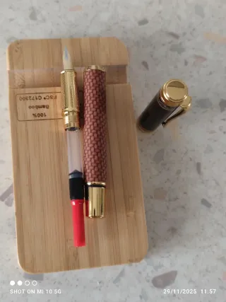 Penna stilografica elegante con finiture dorate