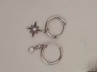 Pendientes Aro Estrella y Circonitas Plata