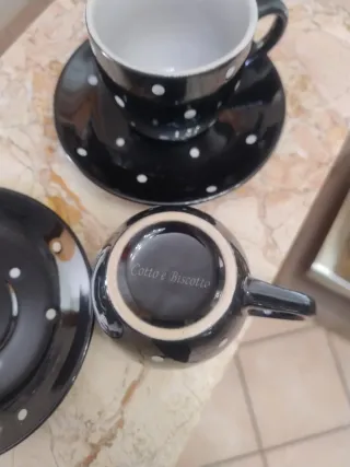 Set 2 tazze con piattini pois