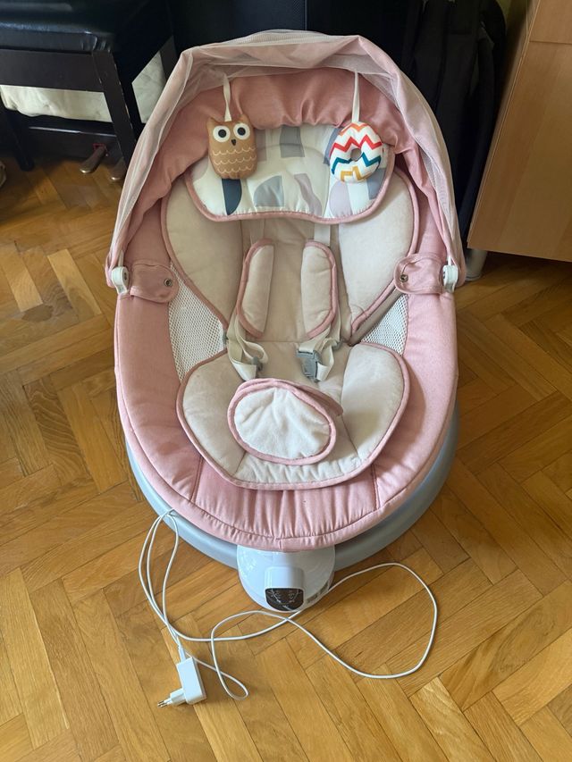 Hamaca para bebé rosa con dosel