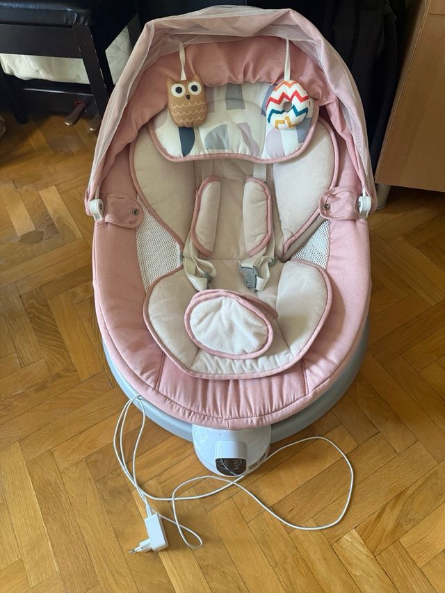 Hamaca para bebé rosa con dosel