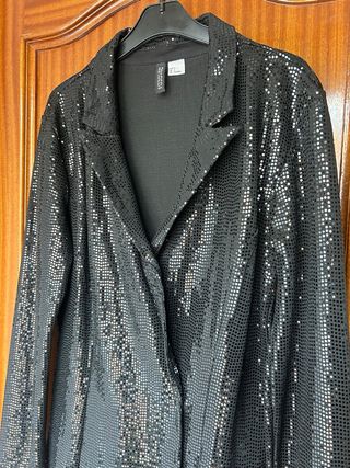 Vestido negro lentejuelas fiesta, Talla S, talla38
