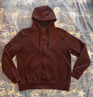 Sudadera con cremallera y capucha granate Talla L