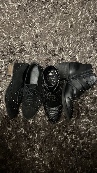 2 Pares Zapatos Negros Talla 36