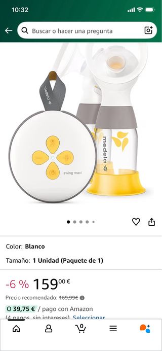 Extractor de leche Medela Swing Maxi y manual