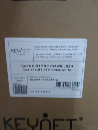 Cable UTP Cat6A 23AWG LSZH Blanco 305m