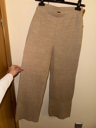 Pantalón Zara Pata Ancha Beige