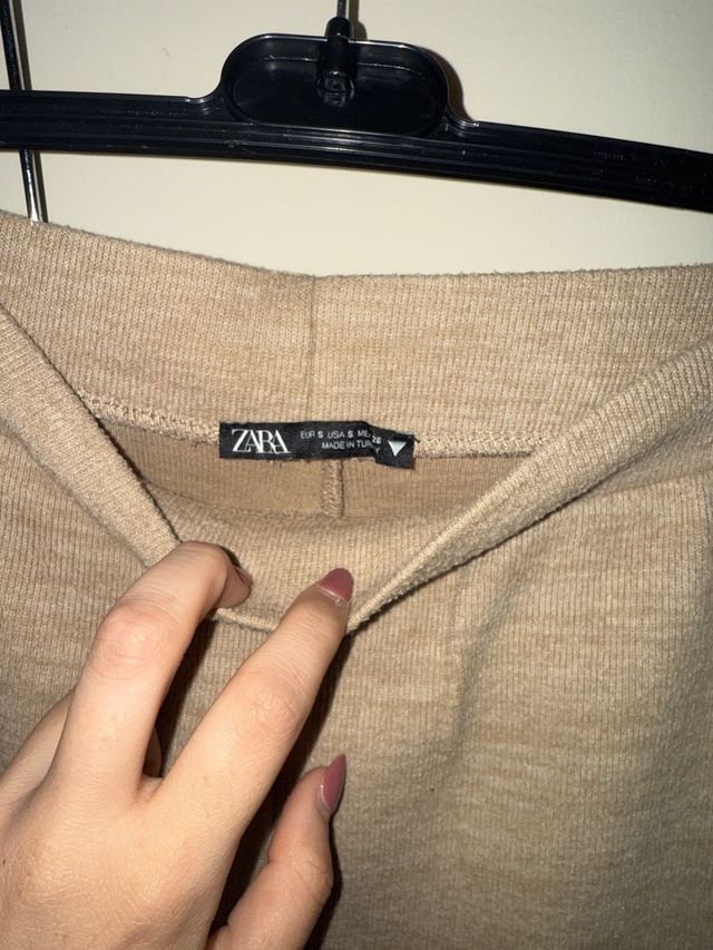 Pantalón Zara Pata Ancha Beige