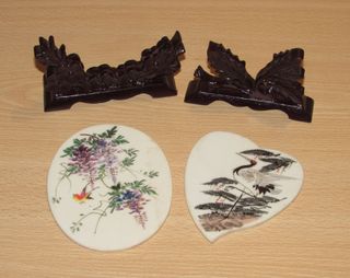 Par oriental miniaturas pinturas Shou Xing Geisha