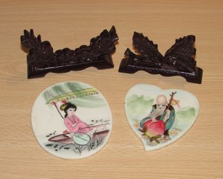 Par oriental miniaturas pinturas Shou Xing Geisha