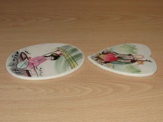 Par oriental miniaturas pinturas Shou Xing Geisha