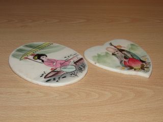 Par oriental miniaturas pinturas Shou Xing Geisha