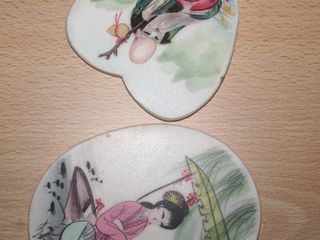 Par oriental miniaturas pinturas Shou Xing Geisha