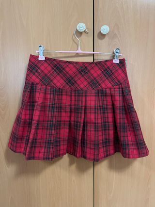 Falda cuadros roja con brillo