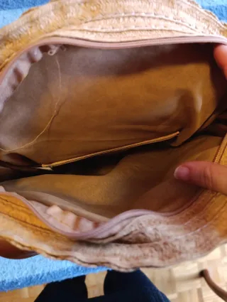 Bolso Rafia Redondo Beige y Marrón