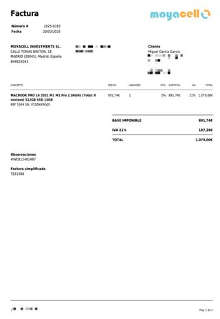 MacBook Pro 14 M1 Pro - 16GB RAM - 512GB
