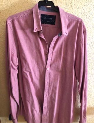 Camisa Zara Hombre Rosa Talla L-XL