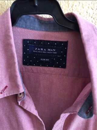 Camisa Zara Hombre Rosa Talla L-XL