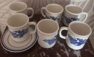 Set 6 Tazze con Piattini Decorazione Uva