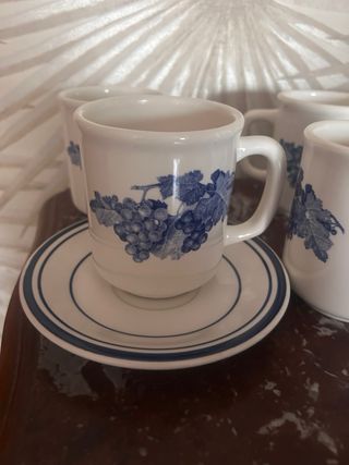 Set 6 Tazze con Piattini Decorazione Uva