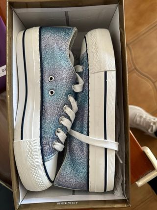 Zapatillas Brillantes Azul y Plata