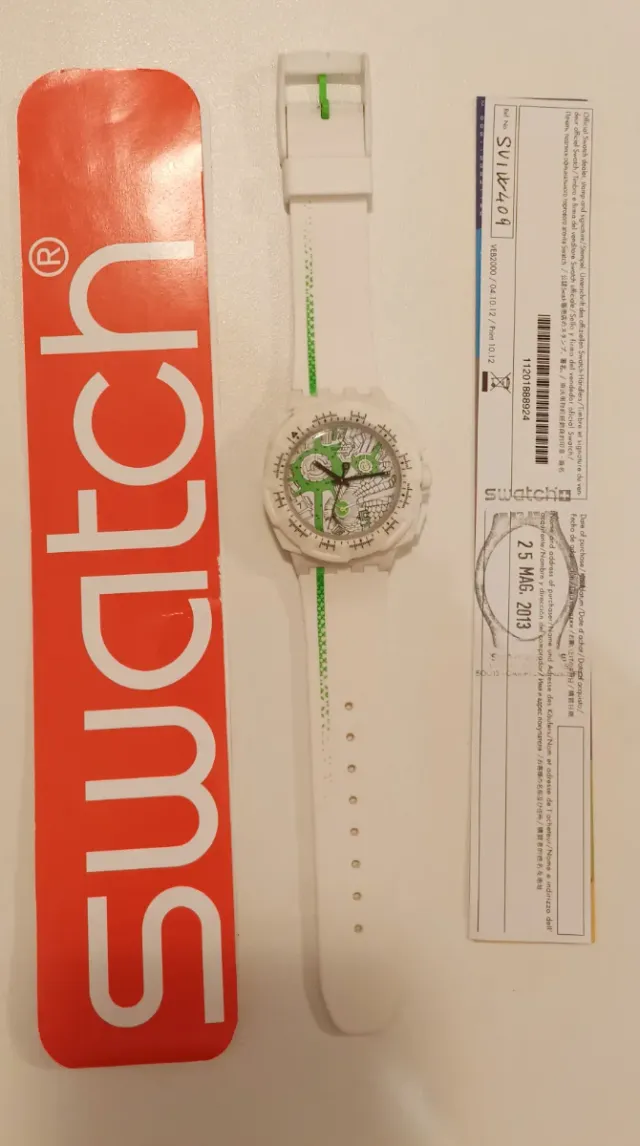 Orologio Swatch Resistente Acqua Bianco Verde