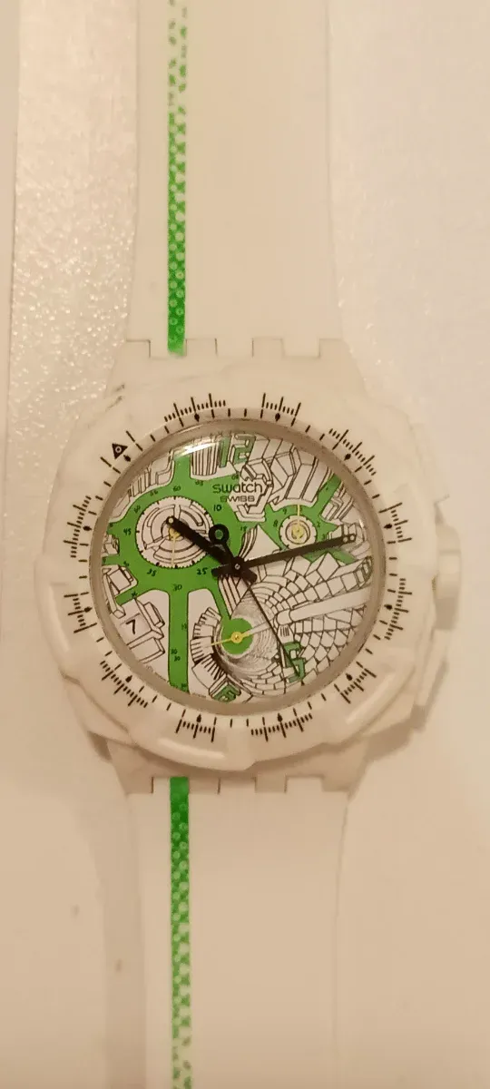 Orologio Swatch Resistente Acqua Bianco Verde