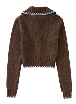 Cárdigan Zara marrón con cuello Peter Pan