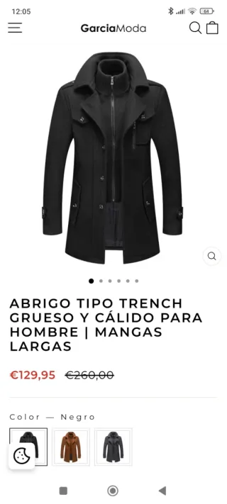 Abrigo Trench Grueso Garcia Moda Negro