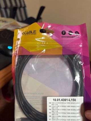 Cable USB-C Macho/Macho 1.5m Gris