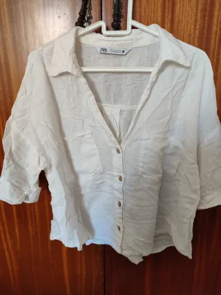 Camisa corta ZARA blanca Talla M