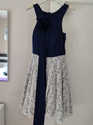 Vestido fiesta azul y blanco