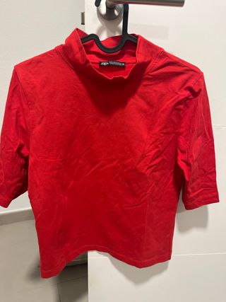 Camiseta Zara Manga 3/4 Roja