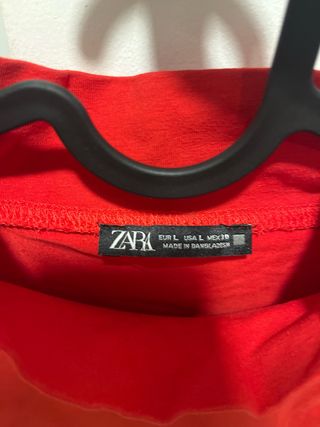 Camiseta Zara Manga 3/4 Roja