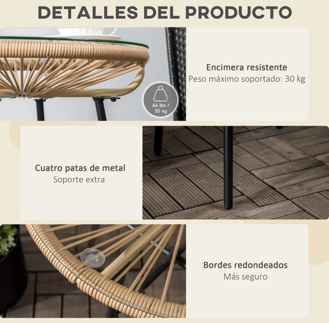 Tavolo ausiliario in rattan e vetro