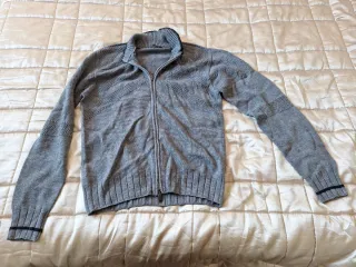 Maglione uomo grigio zip taglia L