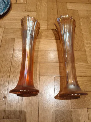 Coppia Vasi Vetro Stile Liberty